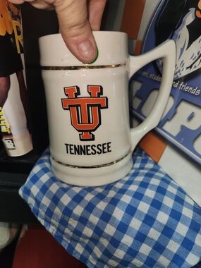 UT Vols White Ceramic Beer Stein with Orange Logo
